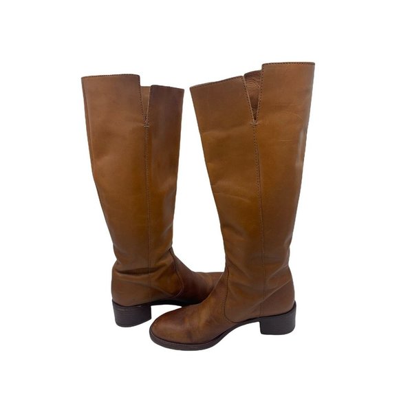 J. Crew Size 6 Brown Leather Double Buckle Accent Tall Boots Western Style - Picture 3 of 12